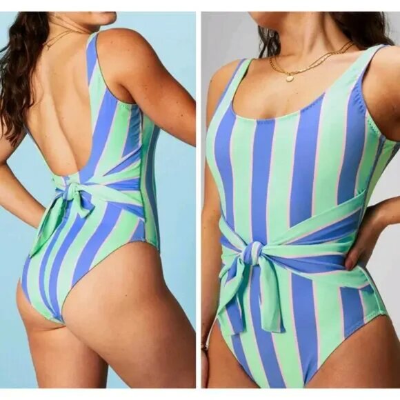Fabletics Scoop Tie Back One-Piece Swimsuit | Size Large (No Tag) | Shaping Fit - Picture 6 of 6